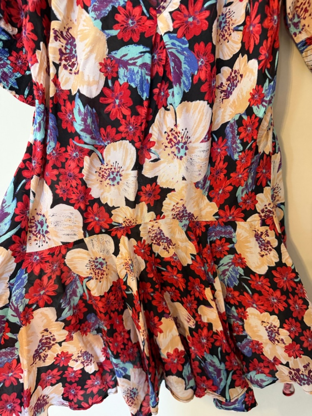 Floral Fit-and-Flare Mini Dress in Red and Cream - Picture 5 of 5